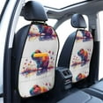 thumbnail image 3 of Naloa Watercolor Butterfly Guinea Pig 2Pcs Anti-Kick Back Seat Cover Kick Mat, Car Seat Protector with 3 Storage Pockets, 3 of 8