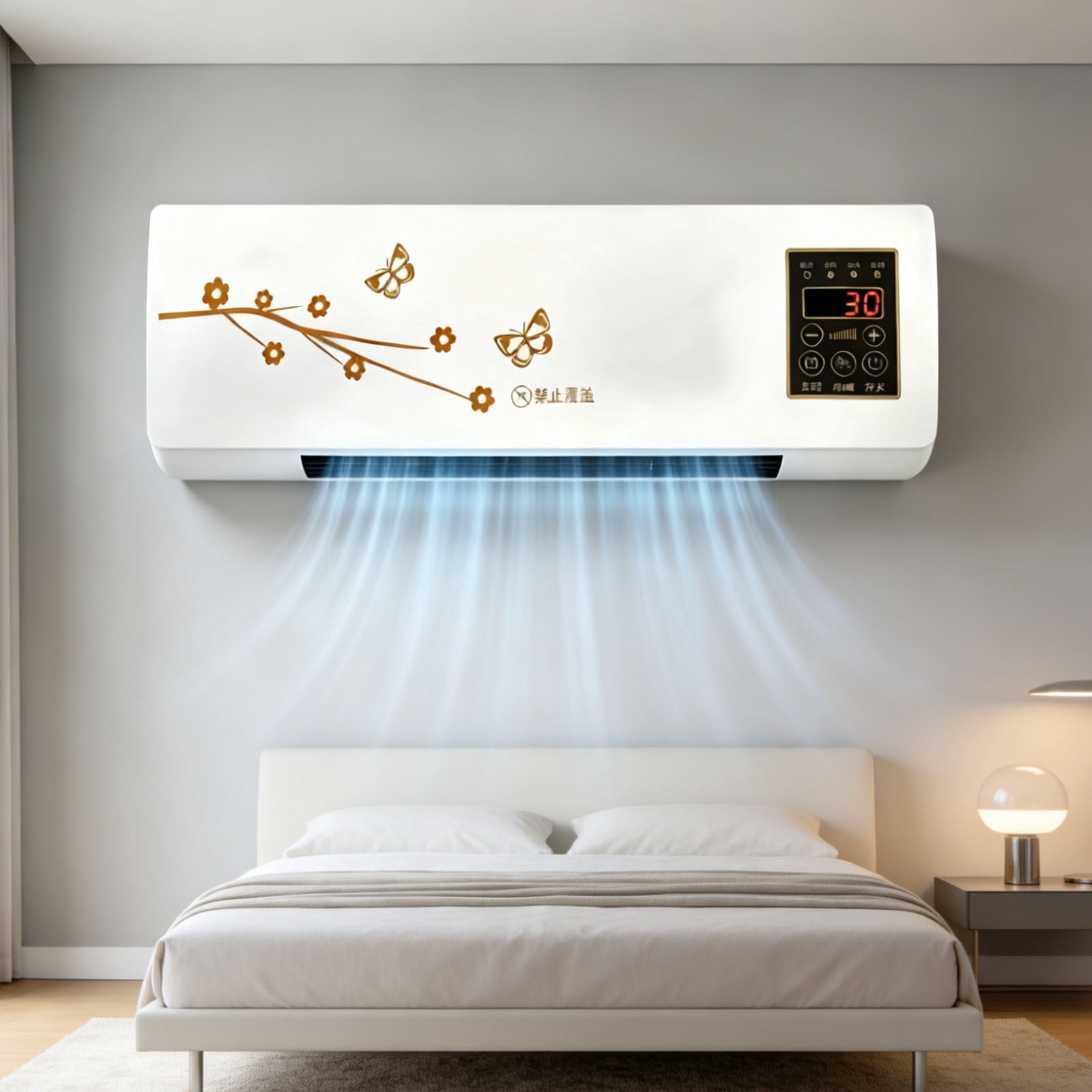 Wall Mounted Space Heater Fan 2 in 1 Electric Fan for Bedroom Living Room Office Quiet Overheat Protection,C