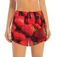 thumbnail image 2 of Picia Strawberry Red Pattern Women's 2 in 1 Athletic Running Shorts High Waisted Workout Casual Gym Sweat Shorts with Comfy Liner Zipper Pockets-Medium, 2 of 9