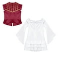 thumbnail image 4 of Aislor Girls Pirate Costume Halloween Rave Party Victorian Long Sleeve Ruffle Dress with Vest Burgundy 16, 4 of 7