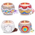 thumbnail image 1 of Set de portavelas Rancco Mosaic Glass con velas de cera de soja, 1 of 7