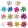 thumbnail image 3 of MINKUROW Poinsettia Artificial Flowers with Clips and Stems Sequins Glitter Christmas Faux Flowers Tree Ornaments Poinsettia Decorations for Xmas Wedding Party Wreath 10Pcs-Light Gold, 3 of 6