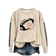 thumbnail image 2 of Sweatshirts For Women Trendy Teen Girls Graphic Rugby Print Long Sleeve Pullover Top Loose Fit Hoodies 2024 Winter Outfits Fashion Clothes Beige XXL, 2 of 3