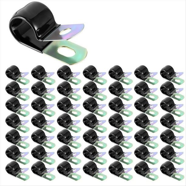 Abrazadera de Cable Recubierta Abrazadera Cable de Acero Galvanizado Abrazadera Metal Abrazadera de Alambre Amortiguador Goma Abrazadera Aislamiento Abrazadera Manguera 50 Piezas