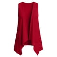 thumbnail image 7 of OGLCCG Sleeveless Cardigans for Women Summer Lightweight Casual Open Front Irregular Hem Long Vest with Pockets Solid Color Soft Cardigan,Red, 7 of 7