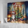 thumbnail image 4 of Merry Christmas Australian Shepherd Santa Hat Xmas Tree Winter Holiday Shower Curtain Aussie Dog Lover Gifts Waterproof Bathroom Bathtub Curtain - 01013, 4 of 5
