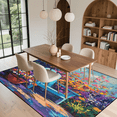 thumbnail image 6 of CURLYOOT Spring Rustic Watercolor Courtyard Area Rugs 5'x7' Washable Rug Large Living Room Rug Non Slip Indoor Floor Carpet for Dining Room Bedroom Home, 6 of 7