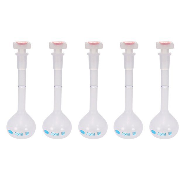 Unique Bargains 5PCS 25ml Long Neck Plastic Volumetric Measuring Flask Heatproof For Laboratory