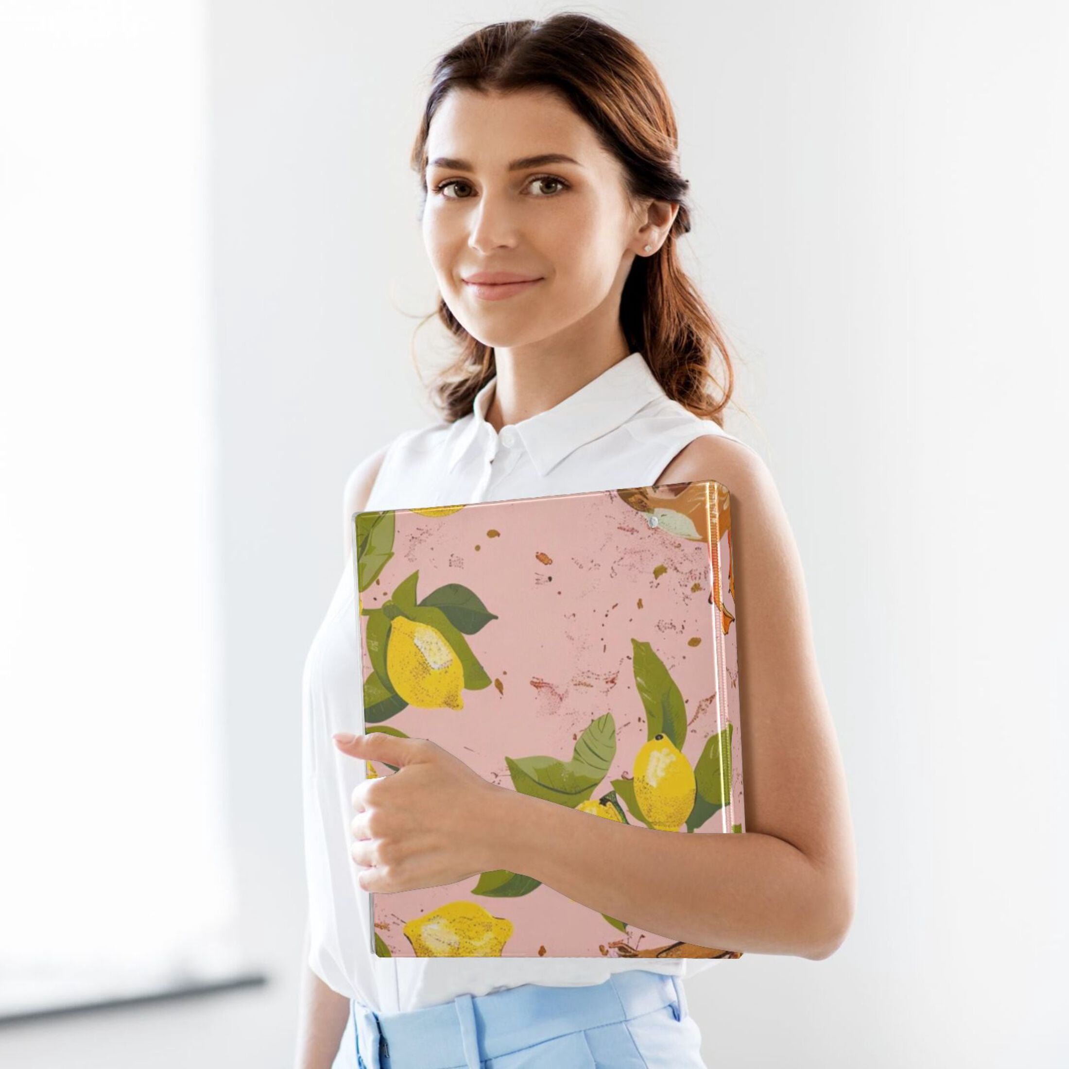 Duck with Lemon 3 Ring Binders 1.5 inch Hardcover File Folders with Interior Pockets A4 Size Organizer for School Office Hospital