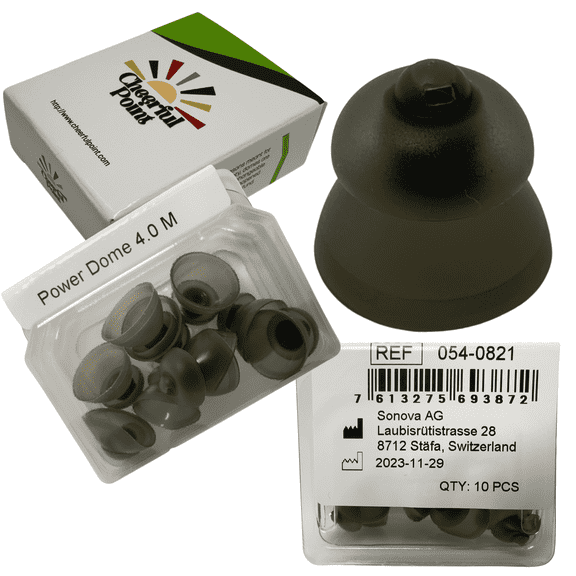 Phonak Power Dome 4.0 - Medium Size (M) - (054-0821) – 10 Pack – Compatible with Phonak Hearing Aids - Secure Fit - Strong Amplification - Comfortable for Daily Use – Original Phonak Replacements