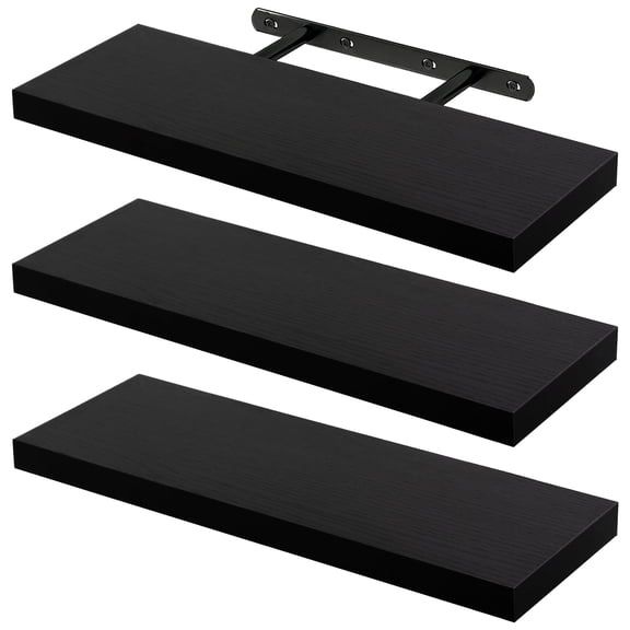 Topsome 3 Pack Floating Shelves for Wall, 15.7" Wall Wood Shelves, Hanging Shelf with Invisible Brackets for Bathroom Bedroom Living Room Kitchen Decor, Wall Shelves for Book Storage