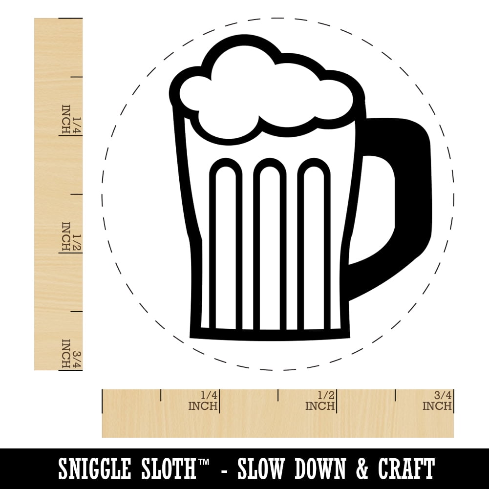 Beer Stein with Foam Self-Inking Rubber Stamp Ink Stamper - Black Ink - Small 3/4 Inch