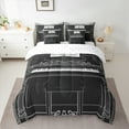 thumbnail image 2 of Manfei Teens Piano Music Twin Bedding Sets 7-Piece, Geometric Stripes Bedding Comforter Set, Black White Musical Note Sheet Sets, Super Cozy Room Decor, 2 of 7