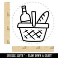 thumbnail image 2 of Picnic Basket Wine and Bread Self-Inking Rubber Stamp Ink Stamper - Blue Ink - Small 3/4 Inch, 2 of 7