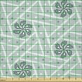 thumbnail image 2 of Ambesonne Christmas Fabric by the Yard Microfiber, Stripe Dot Floral Shape, 1 Yard, Blue Grey Pale Teal and White, 2 of 2