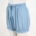 thumbnail image 6 of GEWSEY Women Gingham Boy Drewstring Shorts Smocked Plaid Bloomers Cute Frill Ruffle Sexy Micro Shorts Bottoms Y2k Pettipants (Blue, M), 6 of 9