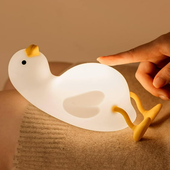 MYKOMI Night Light for Kids, Cute Squishy Lying Flat Duck Light, Kawaii Animals Silicone Lamp Up for Boys and Girls, LED Nightlight for Toddler Bedroom and Kid Room Decor