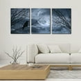 thumbnail image 2 of 3 Pieces Canvas Art Wall Decor Full Moon Halloween Pictures Black and White Wall Art Painting Prints on Canvas Modern Artwork Stretched and Framed Ready to Hang - 12" x 16" x 3, 2 of 6
