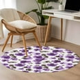 thumbnail image 5 of Watercolor Flowers Washable Area Rug&nbsp;4 ft Vintage Purple Brown Floral Soft Round&nbsp;Rugs for Living Room, Non Slip Carpet for Bedroom&nbsp;Entryway Dining Room, 5 of 9
