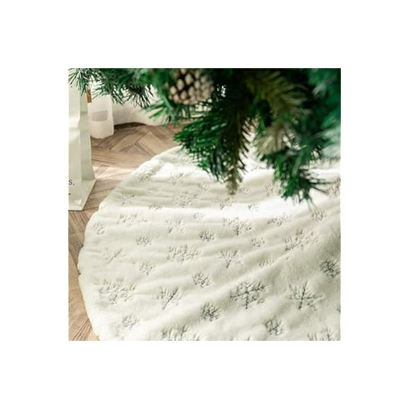 White Christmas Tree Skirt 48 Inch Sequin Velvet Tree Skirt Mini Xmas Tree Skirts Halloween Tree Decorations Glitter Christmas Tree Cover Skirt Fall Tree Mat for Holiday Fall Christmas Tree Ornaments