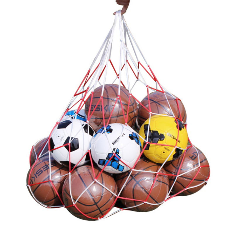 2pc Basketball Net Bag Soccer Football Mesh Storage Sports Ball Holder Nylon Carry Bag Drawstring Storage Bag for Basketball 