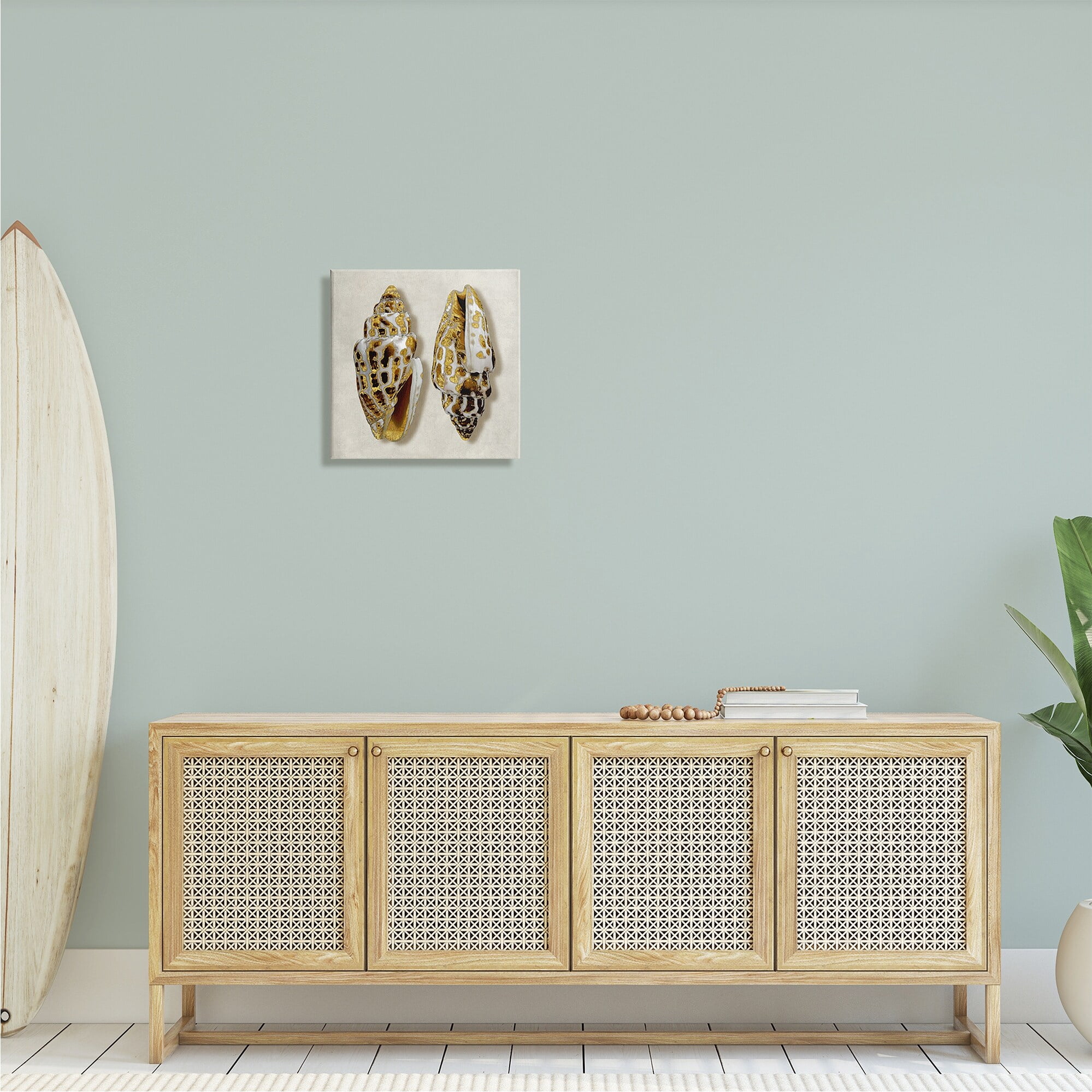 Stupell Industries Speckled Conch Seashell Neutral Tone Sea Life, 24 x 24,Design by Caroline Kelly