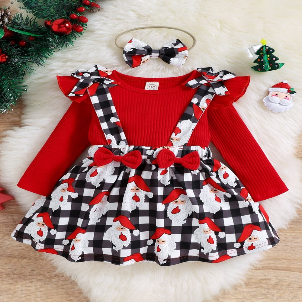 Ensemble Jupe de Noël pour Bébé Fille 1-4 Ans Haut à Manches