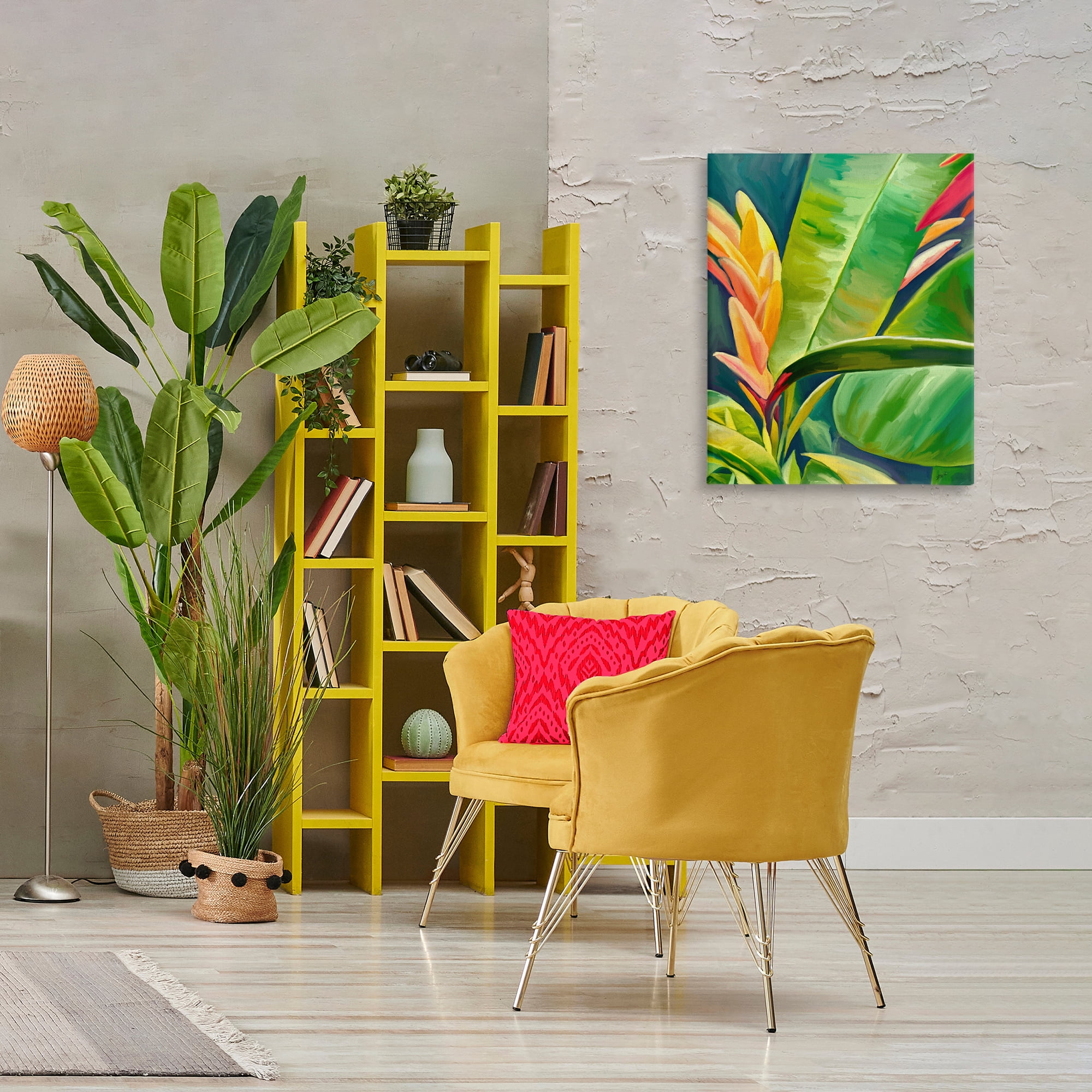 Stupell Industries Bright Tropics Greenery Botanical & Floral Painting Gallery Wrapped Canvas Art Print Wall Art, 24 x 30
