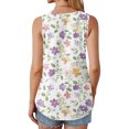 thumbnail image 6 of Women's Plus Size Tank Tops Floral Print Crew Neck Pleated Sleeveless Shirts Summer Casual Loose Tunic Tops (4XL, Multicolor 2), 6 of 6