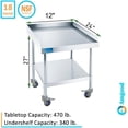 thumbnail image 2 of Stainless Steel Rolling Equipment Stand with Wheels, 2 of 5