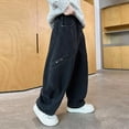 thumbnail image 6 of TOWED22 Boys Baggy Jeans Straight Wide Leg Cargo Jeans Casual Elastic Waist Loose Fit Denim Pants Y2K Streetwear with Pockets(Black,4- Y), 6 of 7