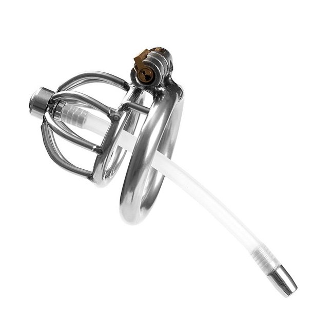 1pc Imprison Penile Restraint Lock with Detachable Urethral Tube for BDSM Men - Enhance Sexual Pleasure with Urethral Massage