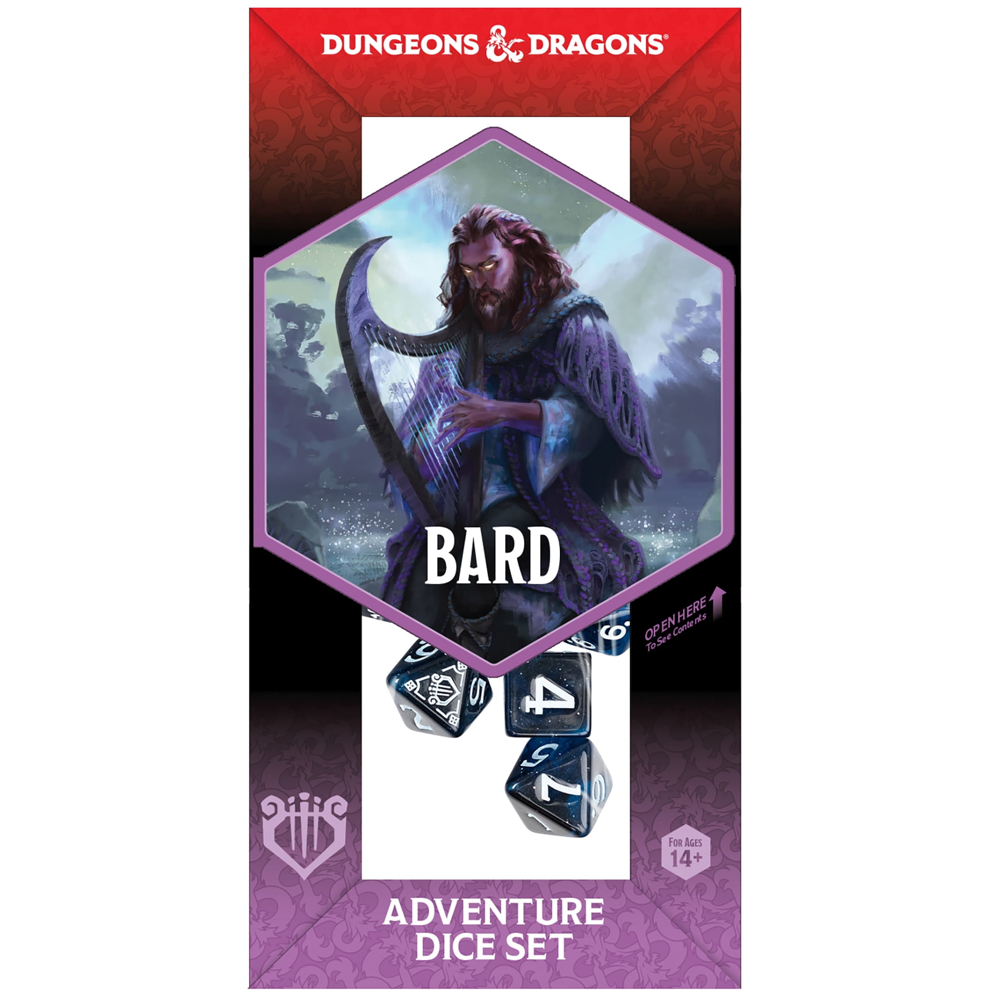 Dungeons & Dragons: D&D Adventure Dice: Bard - Blue & Black - 14pc RPG Die Set, Class Symbols, Collectible, Roleplaying Game Accessory, Sirius Dice
