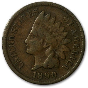 Wheat Cent Us Coins - 1890 Indian Head Cent Good+