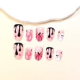 thumbnail image 1 of 24Pcs Halloween Press On Nails Medium Almond & Short Square, Spooky Fake Nails Full Cover Glue on Nails for Women Girls Christmas Party Gift, 1 of 5