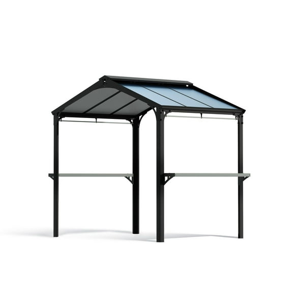 Austin Gazebo de Jardin BBQ Opaque Noir / Gris 6 pi x 8 pi