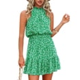 thumbnail image 2 of Sleeveless Women Sun Flowy Chiffon Spaghetti Halter Ruffle Dress, 2 of 4