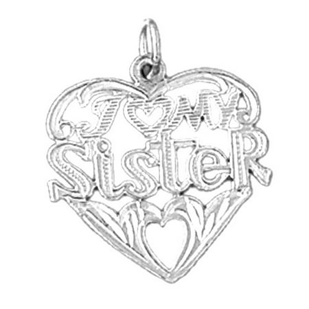 18K White Gold I Love My Sister Pendant - 22 mm