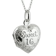 FASHIONJUNKIE4LIFE Sterling Silver Sweet 16 Heart Locket Necklace, 18" Chain