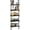 Black Wood 5-tier, variant on Ladder Shelf Open 5-Tier Bookshelf Wall-Mounted Black Wood Bookcase Storage Rack Open Industrial Modern Plant Stand Utility Organizer Bookcase Metal Frame Furniture Office Bedroom