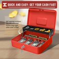 thumbnail image 4 of Cash Box with Key Lock and Money Coin-Tray Steel Money Lock Box Safe Storage Security Locker, Small Portable Steel Counter Cashier Drawer Spring Loaded Clips for Bills, Checks, Jewelry, 4 of 8