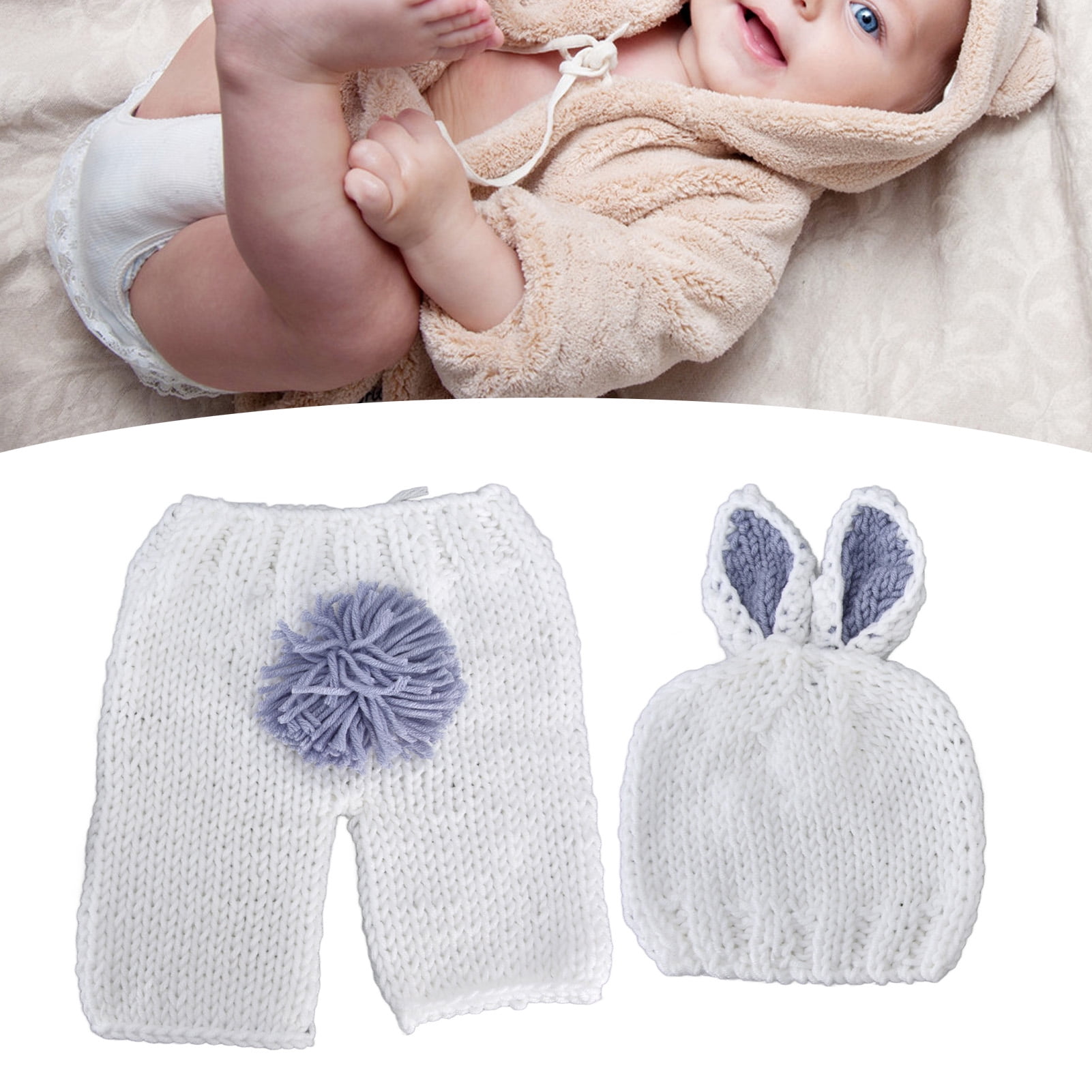 Disfraz De Conejo Para Recién Nacido – Gorro, Pantalón Y Zanahoria De Punto Para Sesión De Fotos