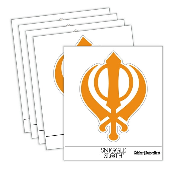 Sikh Khanda Indian Punjab Religious Symbol Car Window Bumper Water Bottle Phone Tablet Laptop Waterproof Vinyl Decal Sticker Set 5-Pack - Gloss Finish - 2.0"