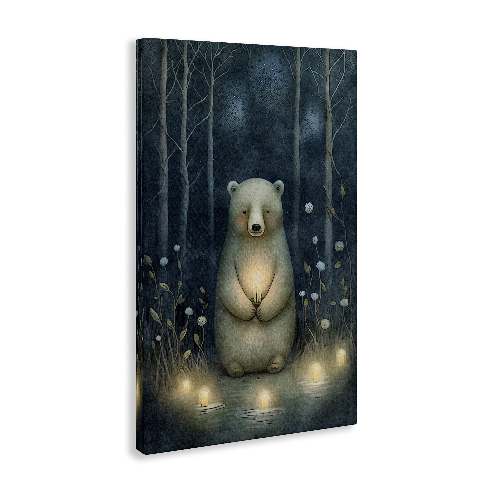 Stupell Industries Mystic Polar Bear Landscape Painting Gallery Wrapped Canvas Art Print Wall Art, 20 x 30