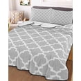 thumbnail image 3 of Quilts Full Size, Light Gray Soft Comforter Bedding Set for Bed, Minimalist Boho Abstract Ethnic Motifs Lightweight Quilted Bedspread with Pillow Cover(2 Pieces) for All Season, 78x90 Inch, 3 of 6