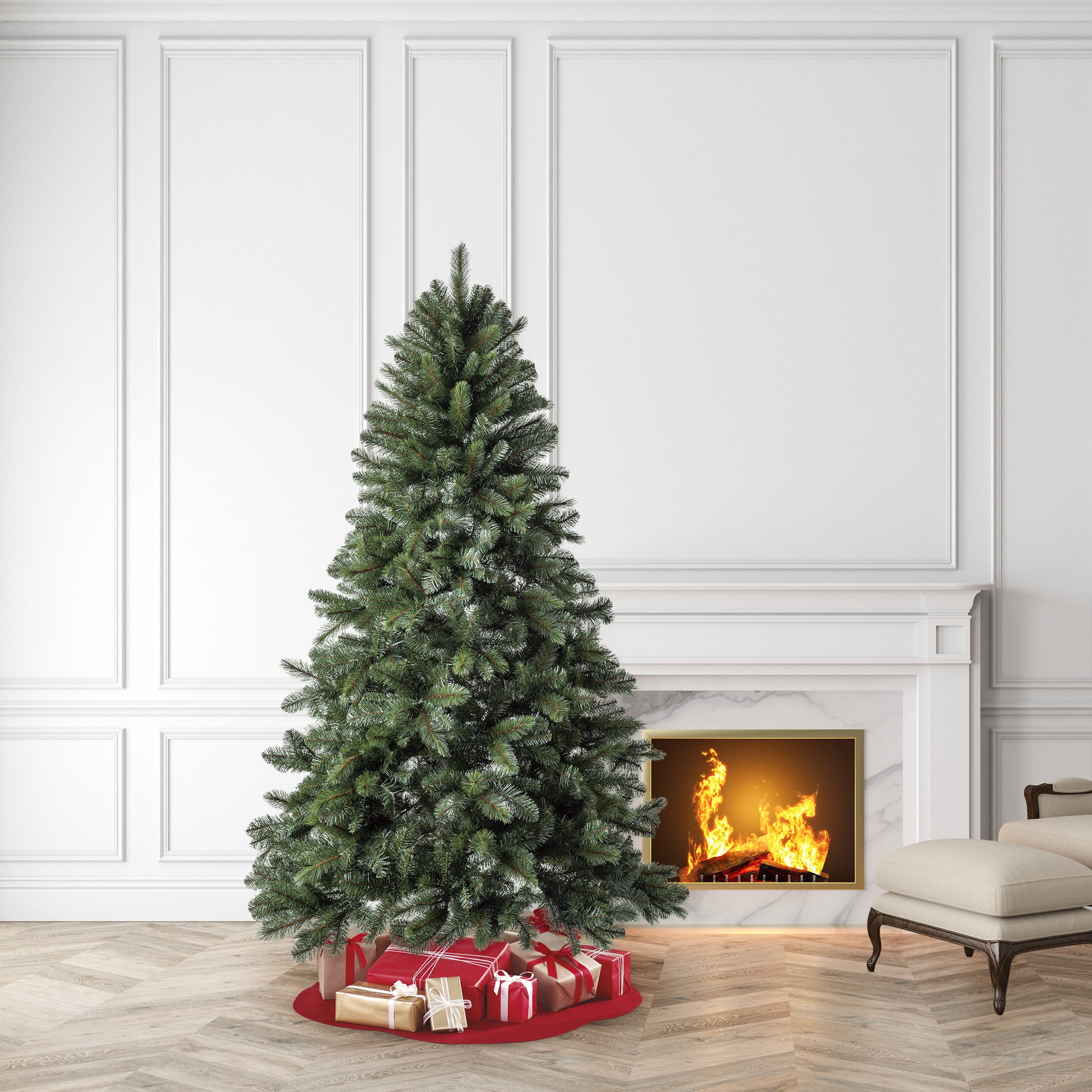 7.5' Donner Fir Green Artificial Christmas Tree, by Holiday Time