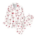 thumbnail image 6 of Women's Dressy Casual Long Sleeve Button Down Sleepwear Set Lightweight Graphic Cotton Cute Heart Print Valentines Pajama Sets, 6 of 6