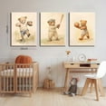 thumbnail image 3 of Bear Rugby Sports Nursery Canvas Wall Art Set of 3 - Cute Vintage Baby Bear Pictures Paintings Poster Prints, Nursery Animal Wall Decor for Children Bedroom Boy Room Decoration, 3 of 5