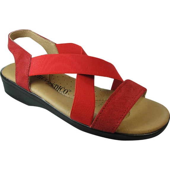 Women's Arcopedico Monterey Strappy Sandal Red Suede/Elastic 39 M