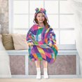 thumbnail image 7 of FORMRS Wearable Blanket Hoodie with Sleeves for Kids Cozy Flannel Sweatshirt, Colorful Wavy Pattern, 7 of 7
